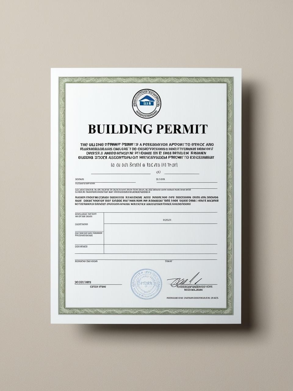 Image illustrant un permis de construire officiel encadré sur fond neutre