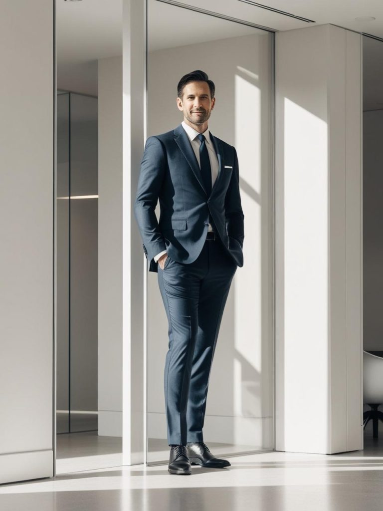 Portrait professionnel dans un bureau lumineux à Nice – Un architecte de l’agence d’architecture Atelier Arcan à Nice en pleine réflexion.