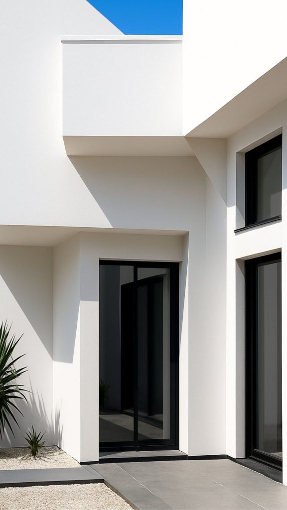 Façade d’une maison en architecture contemporaine à Nice, lignes modernes et lumineuses