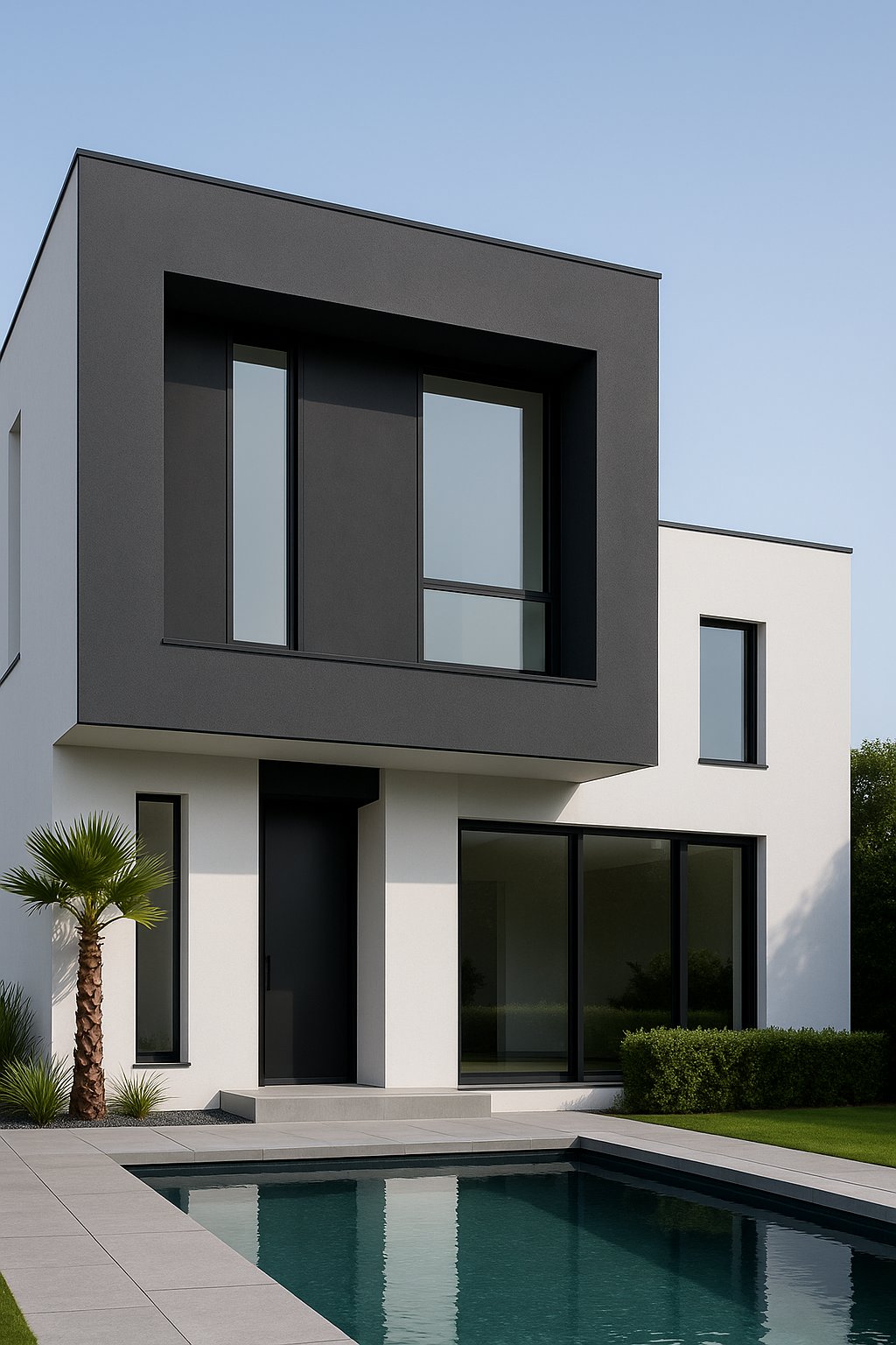 Villa contemporaine à Nice avec façade contrastée et piscine design